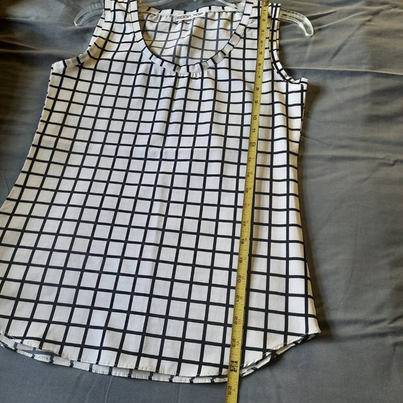 3/$15 Soda Pop Checkered Printed Tank Blouse - Black/White Size XS - Picture 13 of 15